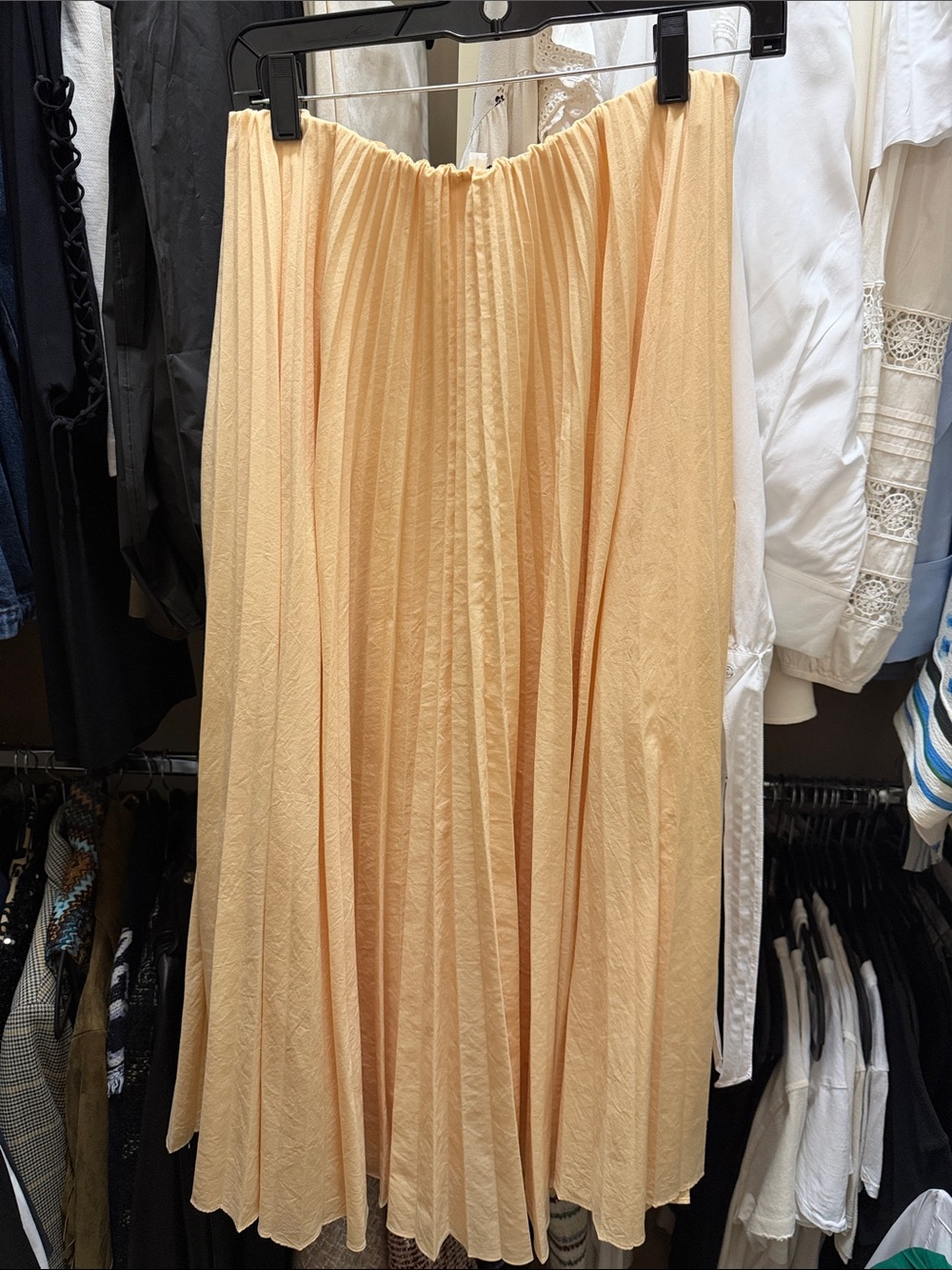 A.L.C. Pleated Midi Skirt in Peachy Beige